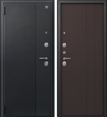 Дверь A-02 черный сатин - лиственница тёмная